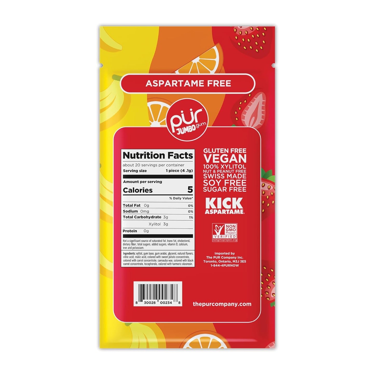 Jumbo Gum - Strawberry, Orange, Banana