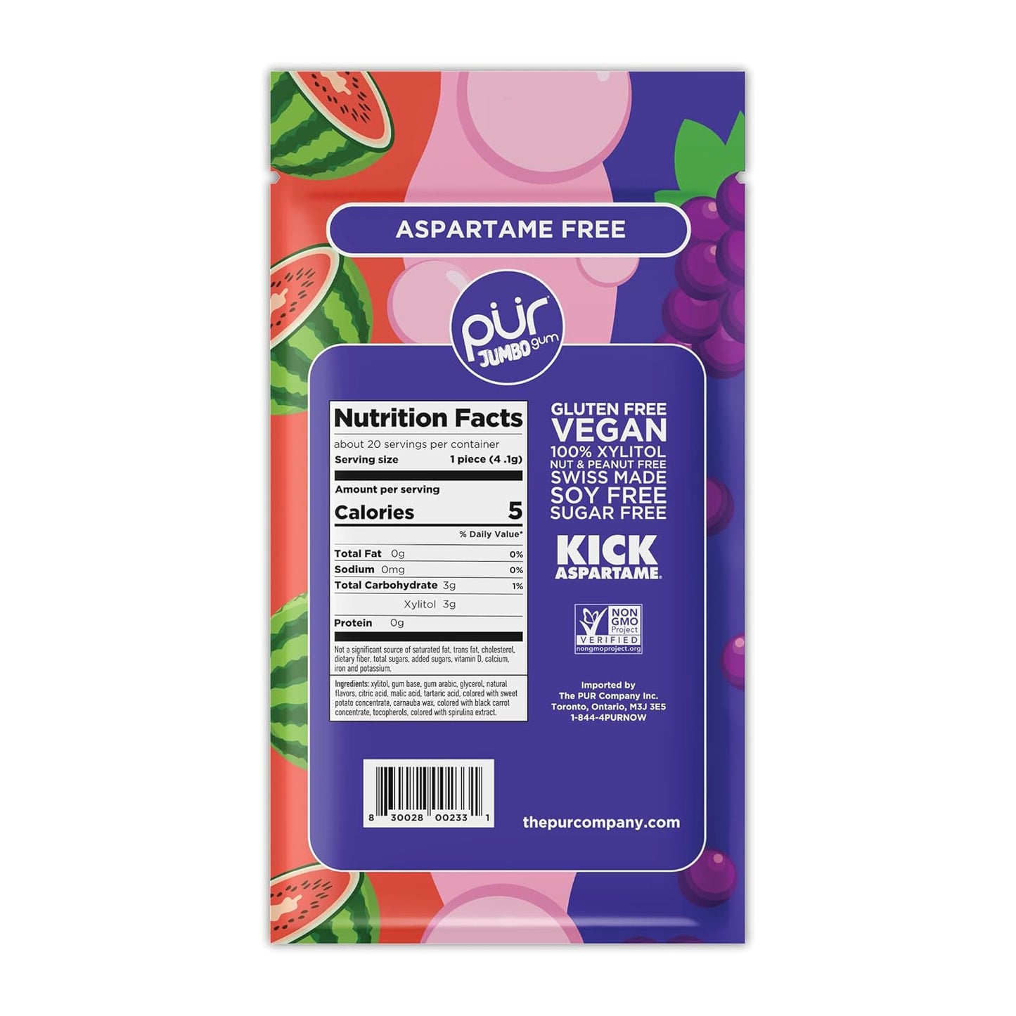 Jumbo Gum - Grape, Bubblegum, Watermelon