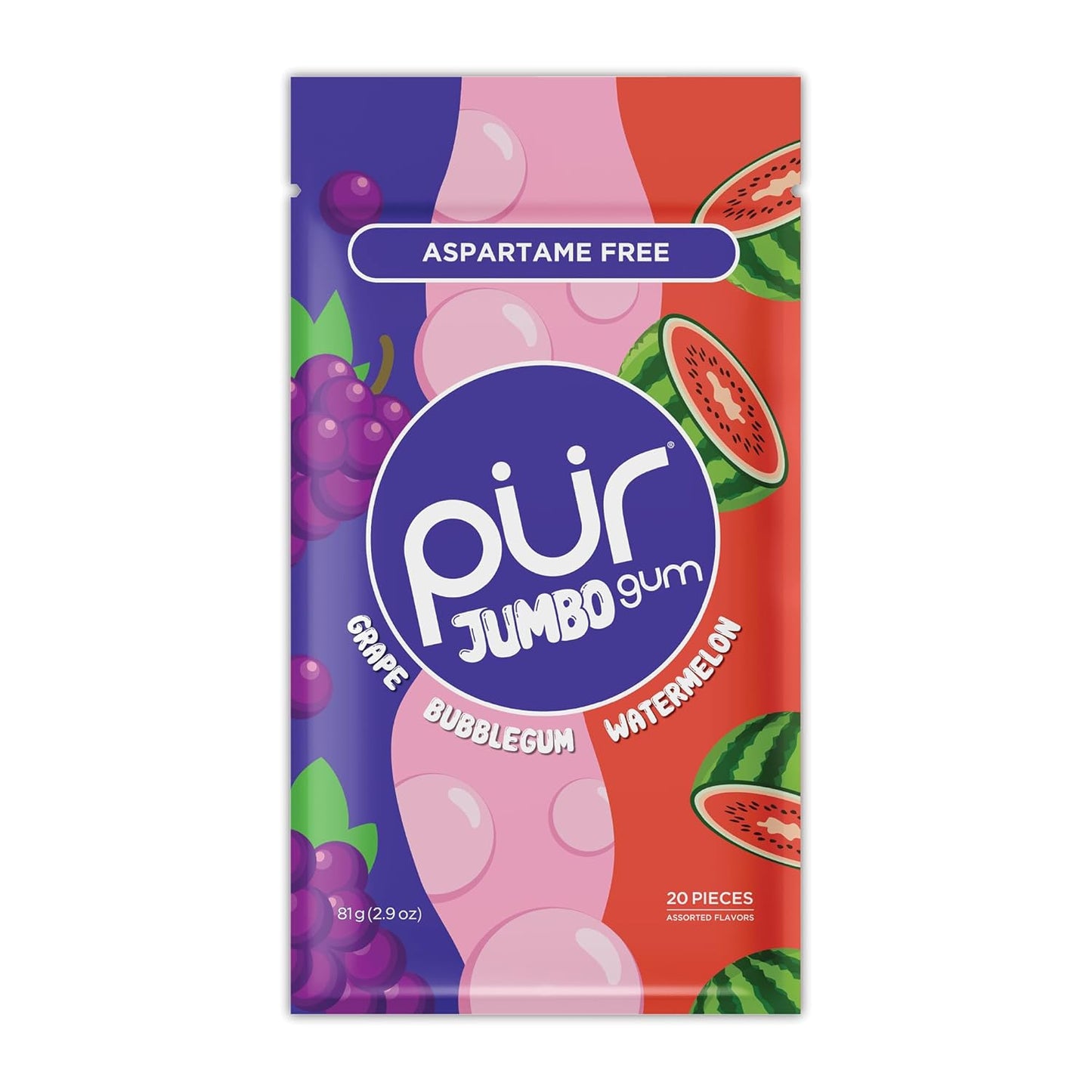 Jumbo Gum - Grape, Bubblegum, Watermelon