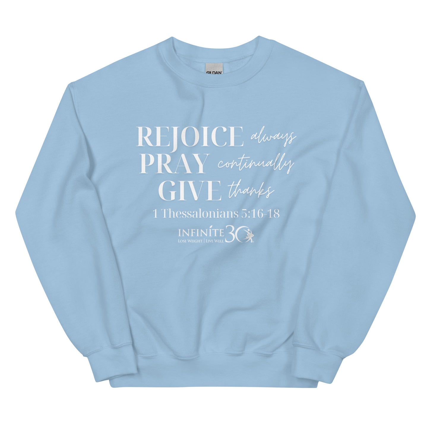 Rejoice, Pray, Give - Gildan Unisex Crewneck