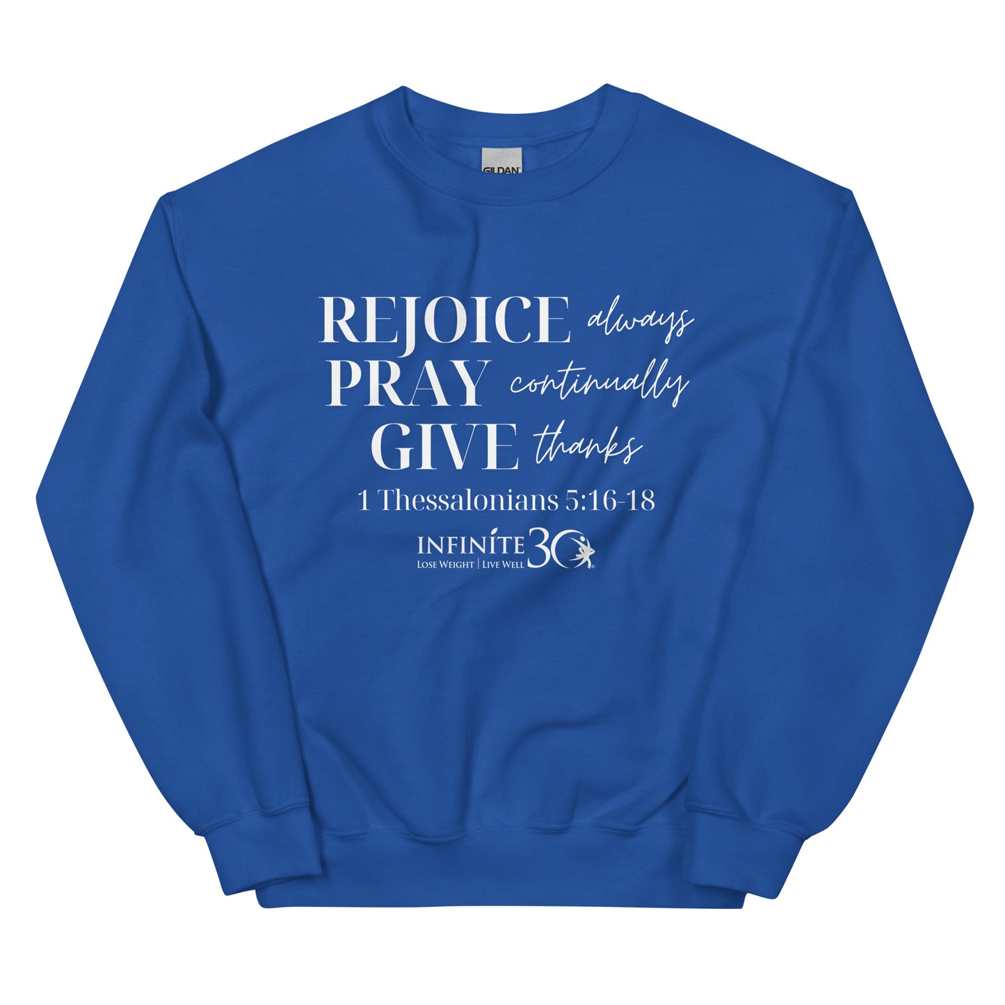 Rejoice, Pray, Give - Gildan Unisex Crewneck