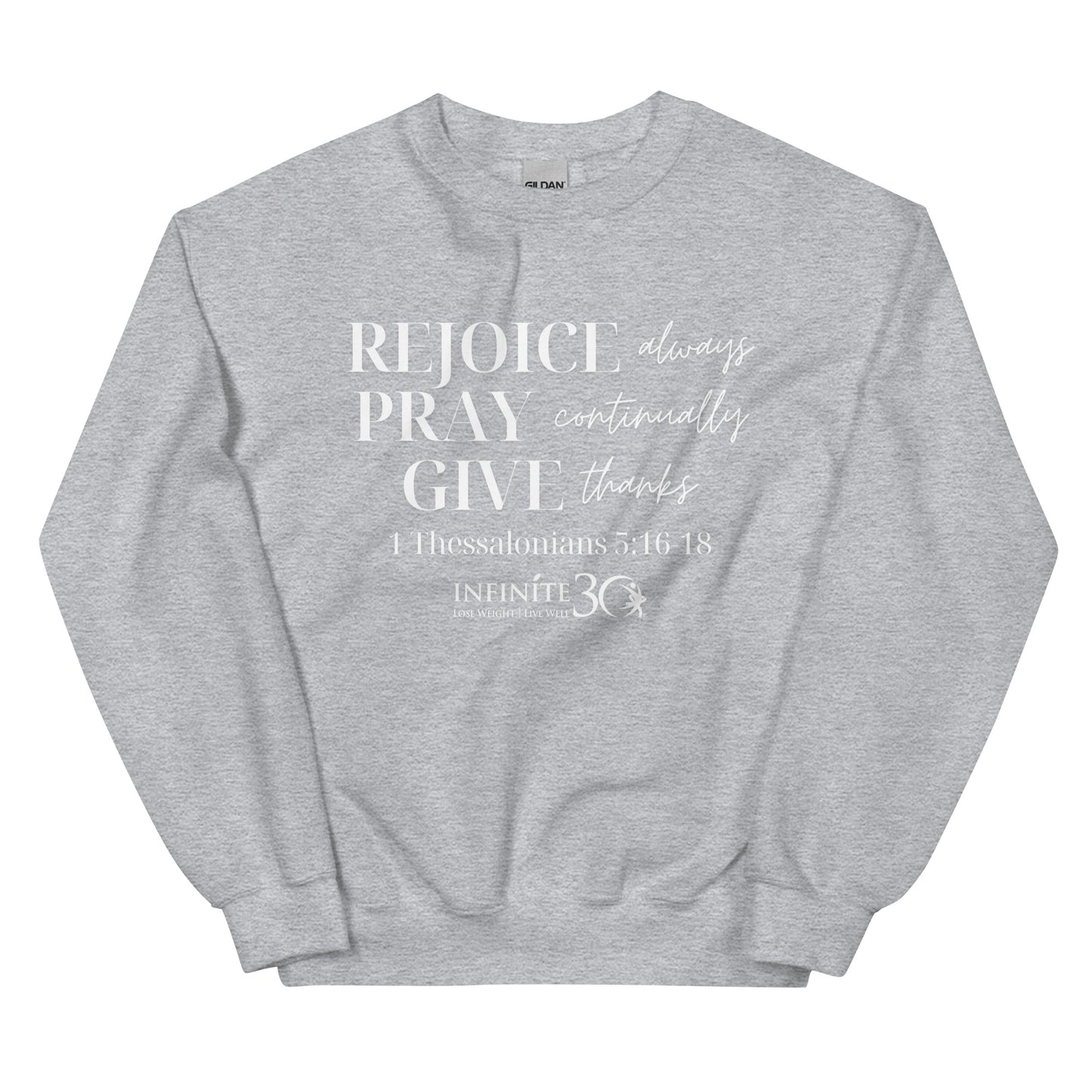 Rejoice, Pray, Give - Gildan Unisex Crewneck